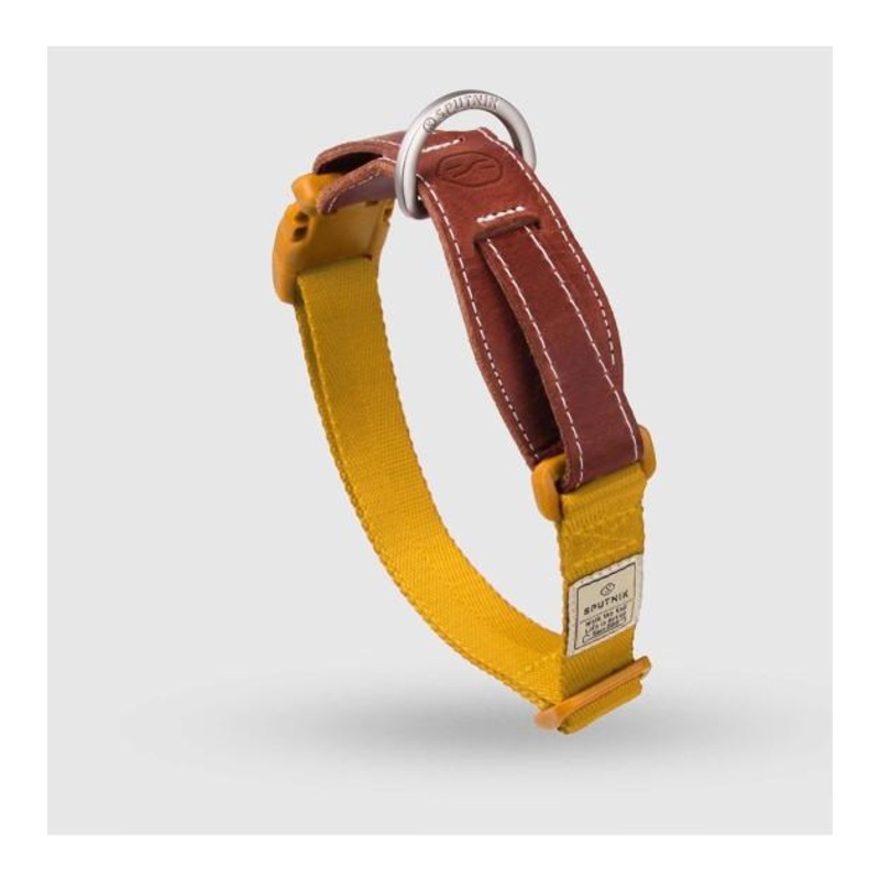 Sputnik Leather & Nylon (Yellow) Dog Collar