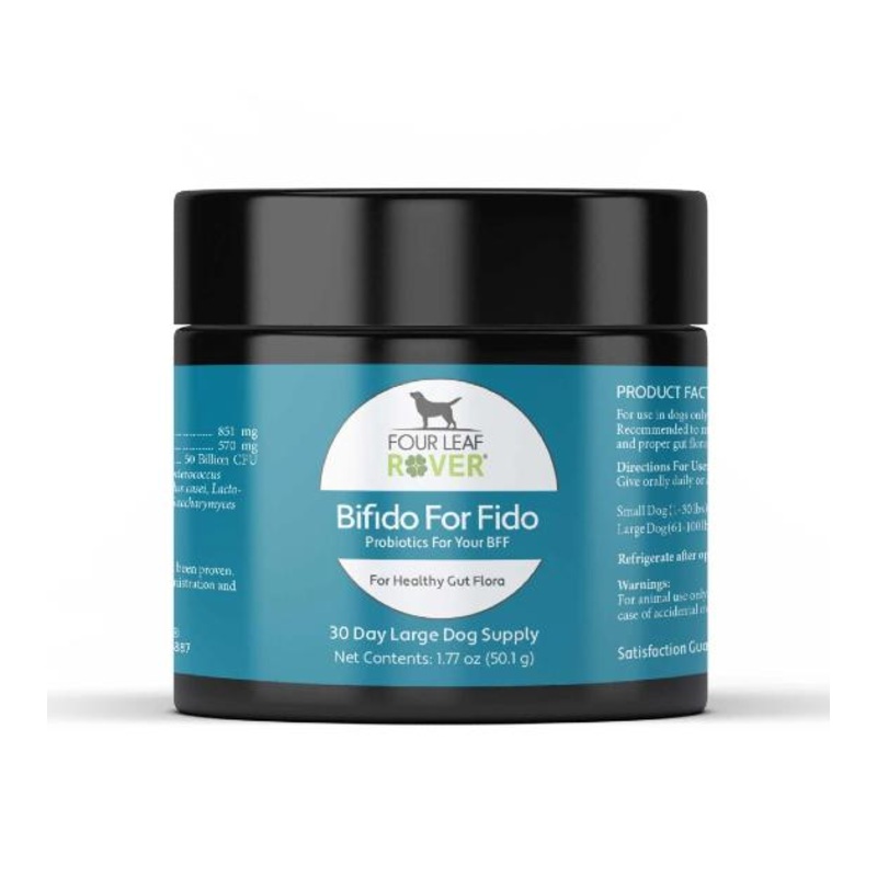 Four Leaf Rover (BIFIDO FOR FIDO) Multi-Strain Probiotics With Organic Prebiotics Dog Supplements
