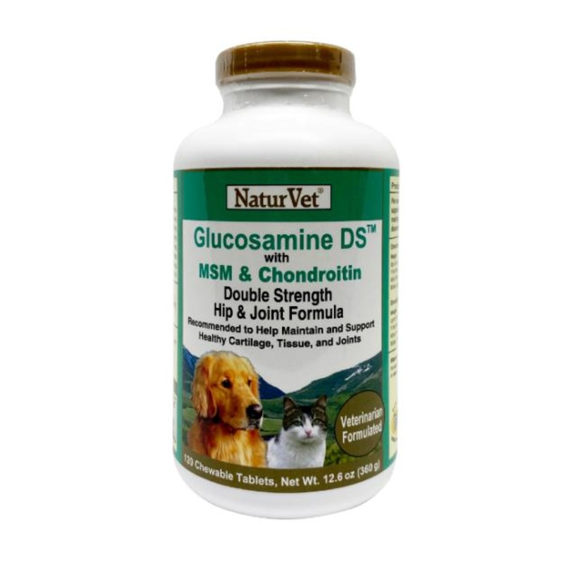 NaturVet Glucosamine DS with MSM & Chondroitin Double Strength Hip & Joint Formula Chewable Tablets Dog Supplement