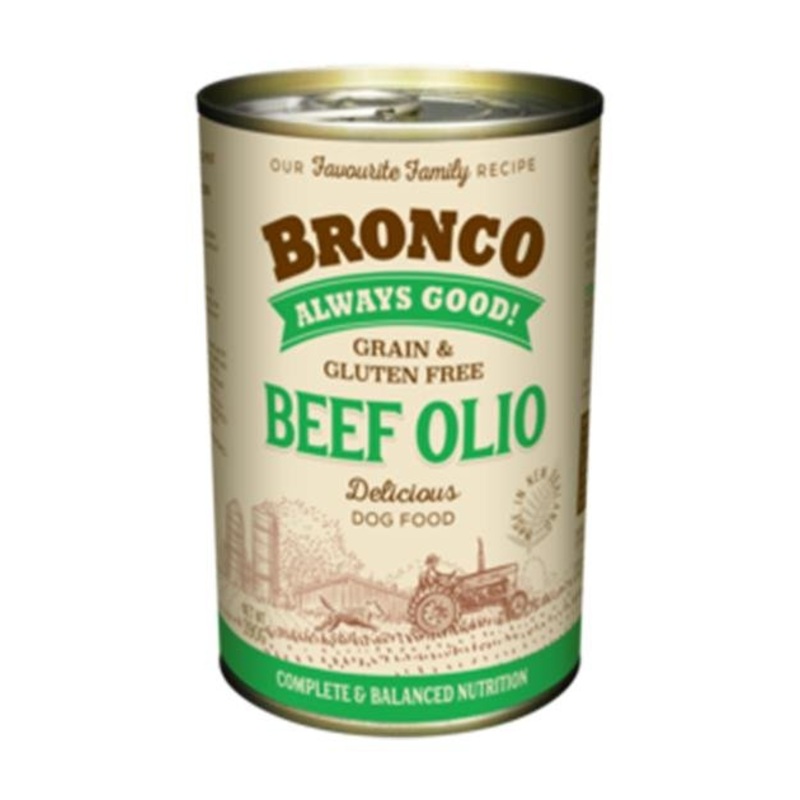 Bronco Grain & Gluten Free Canned Wet Dog Food (Beef Olio)