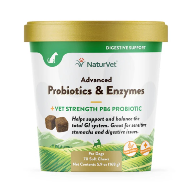 Naturvet Advanced Probiotics & Enzymes + Vet Strength PB6 Probiotic Soft Chew Dog Supplement (70 Count)