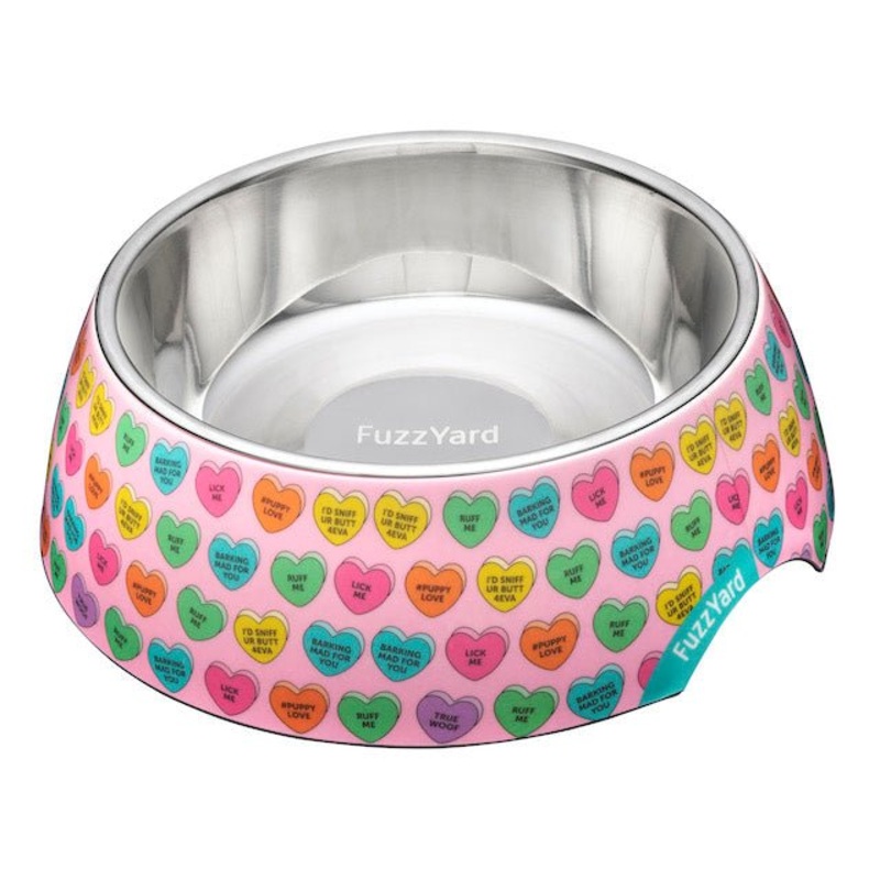 FuzzYard Candy Hearts Easy Dog Feeding Bowl