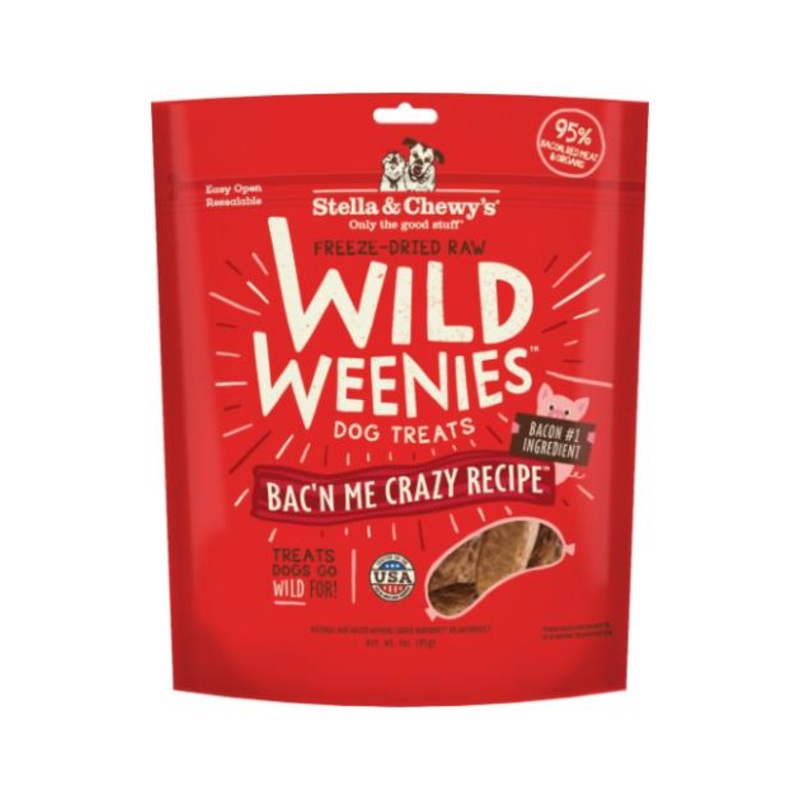 Stella & Chewys Wild Weenies (Bac'n Me Crazy) Freeze Dried Dog Treats