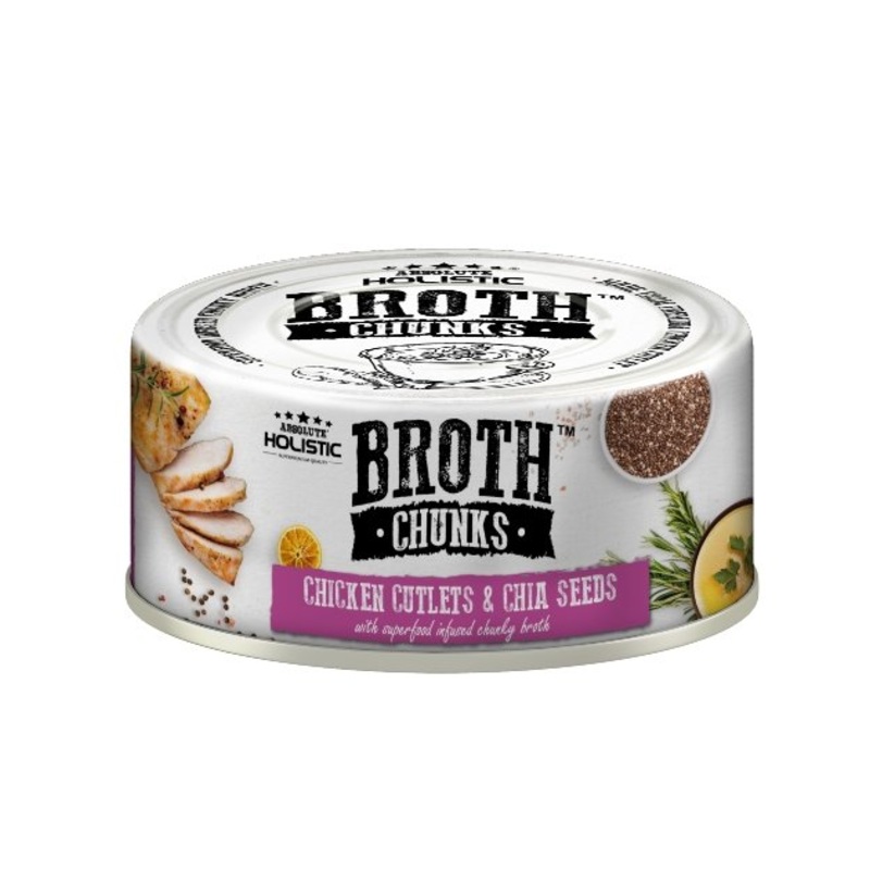 Absolute Holistic Broth Chunks (Chicken Cutlets & Chia Seeds) Wet Cat & Dog Food