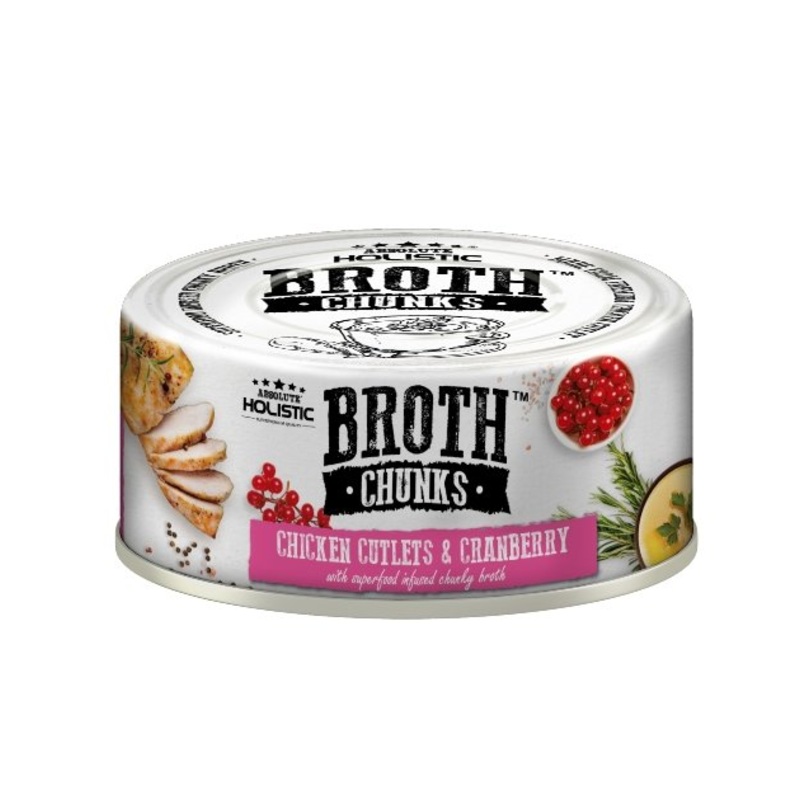 Absolute Holistic Broth Chunks (Chicken Cutlets & Cranberry) Wet Cat & Dog Food