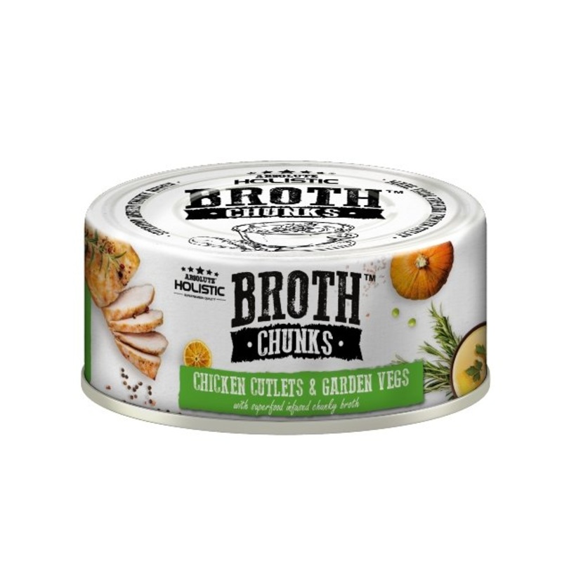 Absolute Holistic Broth Chunks (Chicken Cutlets & Garden Vegs) Wet Cat & Dog Food