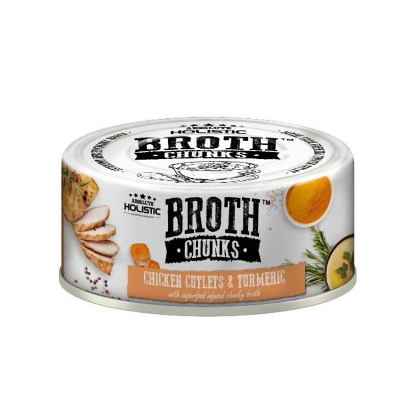 Absolute Holistic Broth Chunks (Chicken Cutlets & Turmeric) Wet Cat & Dog Food
