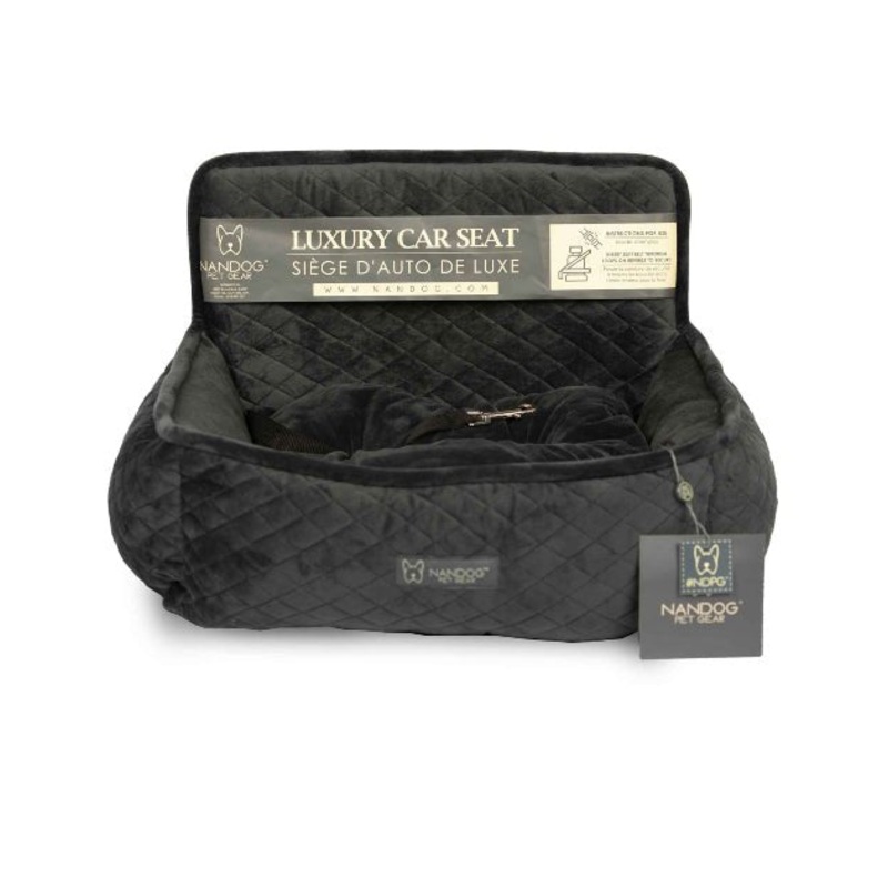 Nandog Pet Gear Quilted Micro Plush Dark Grey Car Seat Bed
