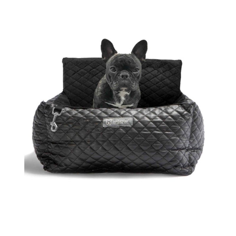 Nandog Pet Gear Vegan Leather Black Car Seat Bed