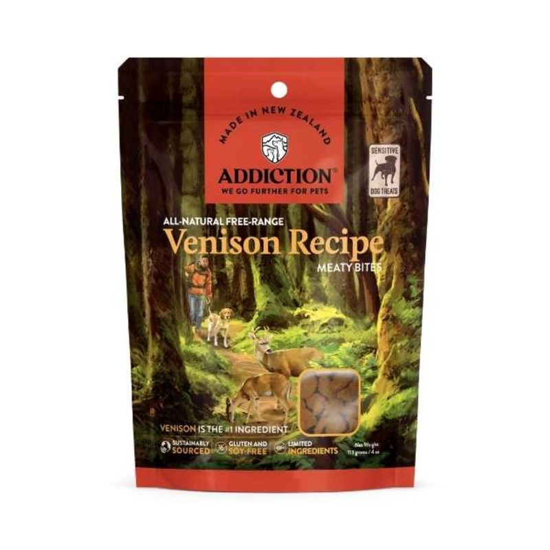 Addiction Grain-Free Meaty Bites Novel Protein Dog Treats (Venison Meaty Bites)