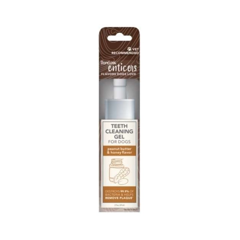 TropiClean Enticers - No Brushing Teeth Cleaning Gel for Dogs (Peanut Butter & Honey)