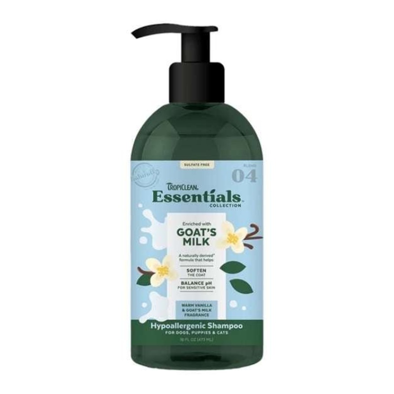Tropiclean Essentials Goat's Milk Hypoallergenic Shampoo For Puppies, Dogs & Cats