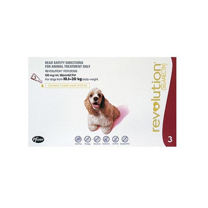 Revolution Heartworm, Flea & Tick Treatment For Medium Dogs (20.1lb- 40lb / 10kg-20kg )