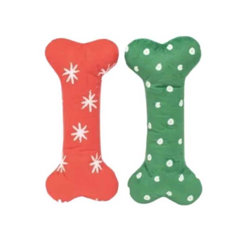 ZippyPaws Holiday Patterned Bones Dog Toy (Large 2-Pack)