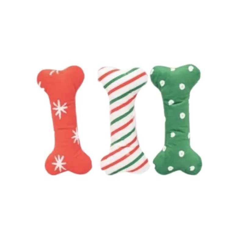 ZippyPaws Holiday Patterned Bones Dog Toy (Regular 3-Pack)