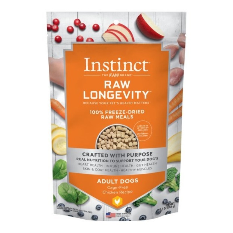 Instinct Raw Longevity 100% Freeze-Dried Raw Meals Cage-Free Chicken Recipe for Dogs