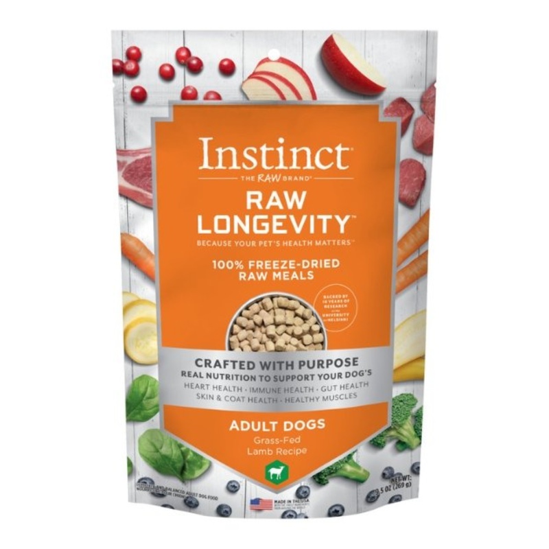 Instinct Raw Longevity 100% Freeze-Dried Raw Meals Grass-Fed Lamb Recipe for Dogs