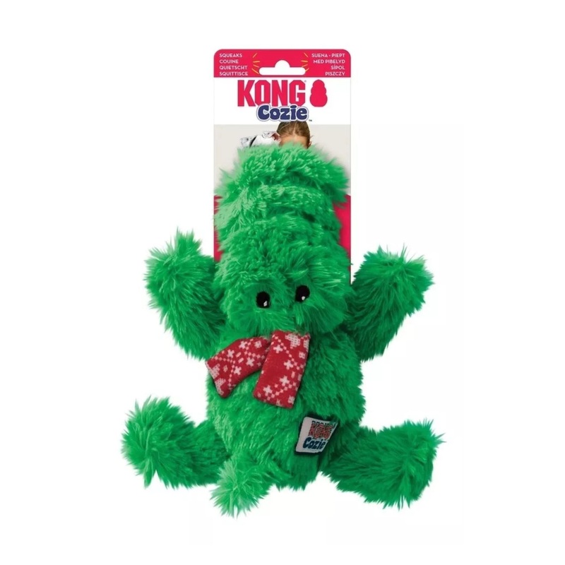 Kong Holiday Cozie Alligator With Scarf Plush Dog Toy