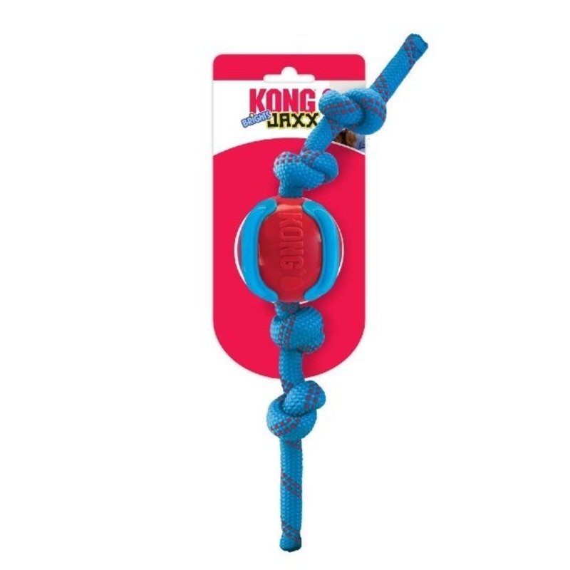 Kong Jaxx Brights Ball with Rope Dog Toy (Assorted Colors)