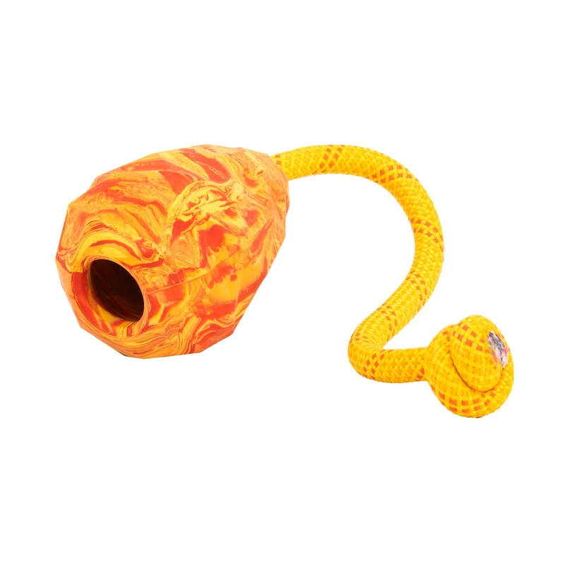 Ruffwear Huck-a-Cone Rubber & Rope Tug & Fetch Dog Toy (Salamander Orange)