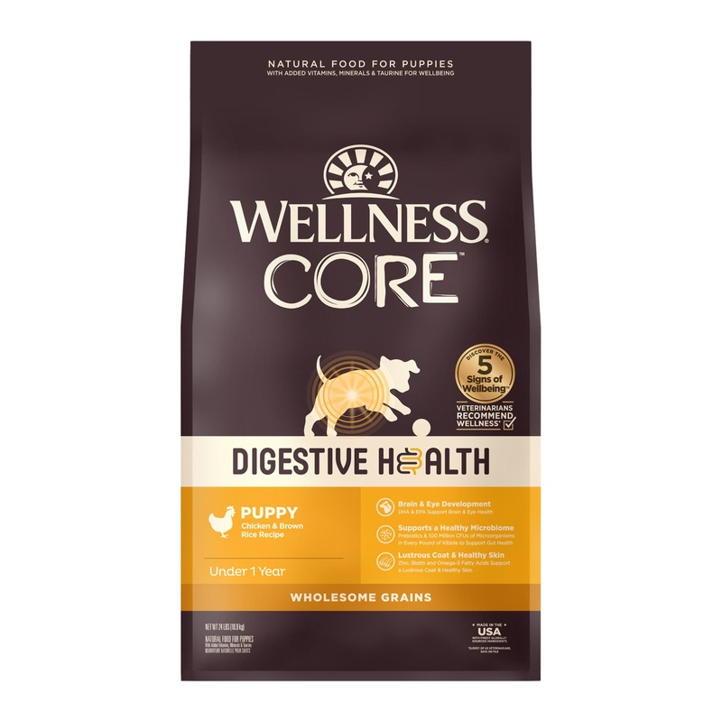 Wellness CORE Digestive Health Wholesome Grains Puppy Dry Dog Food (Chicken & Brown Rice Recipe)