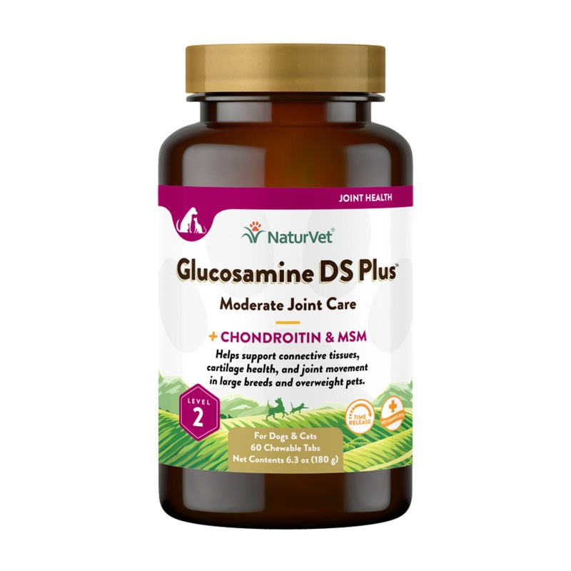 NaturVet Glusosamine DS Plus Level 2 (Time Release) Moderate Care Joint Support Supplement Chewable Tablets For Dogs & Cats