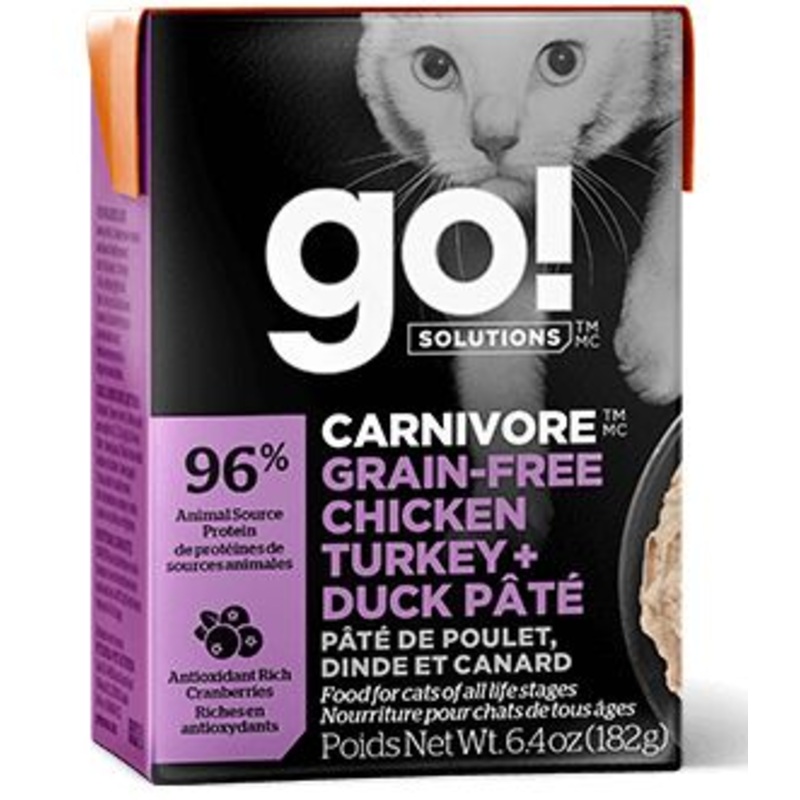 Go! Carnivore Grain Free Chicken Turkey and Duck Pate Cat Food